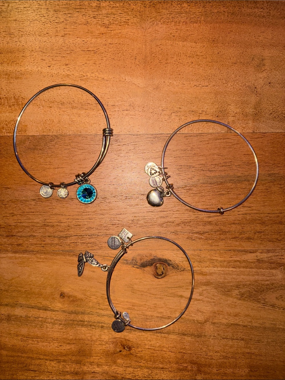 Alex and Ani | Blue Charm Bangle Bracelet, Apple & Butterfly